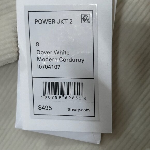 NWT Theory Luxury Old Money Power Jacket Blazer Dover White Modern Corduroy - Picture 11 of 16